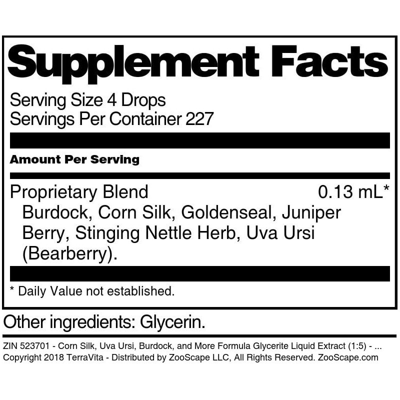 Corn Silk, Uva Ursi, Burdock, and More Formula Glycerite Liquid