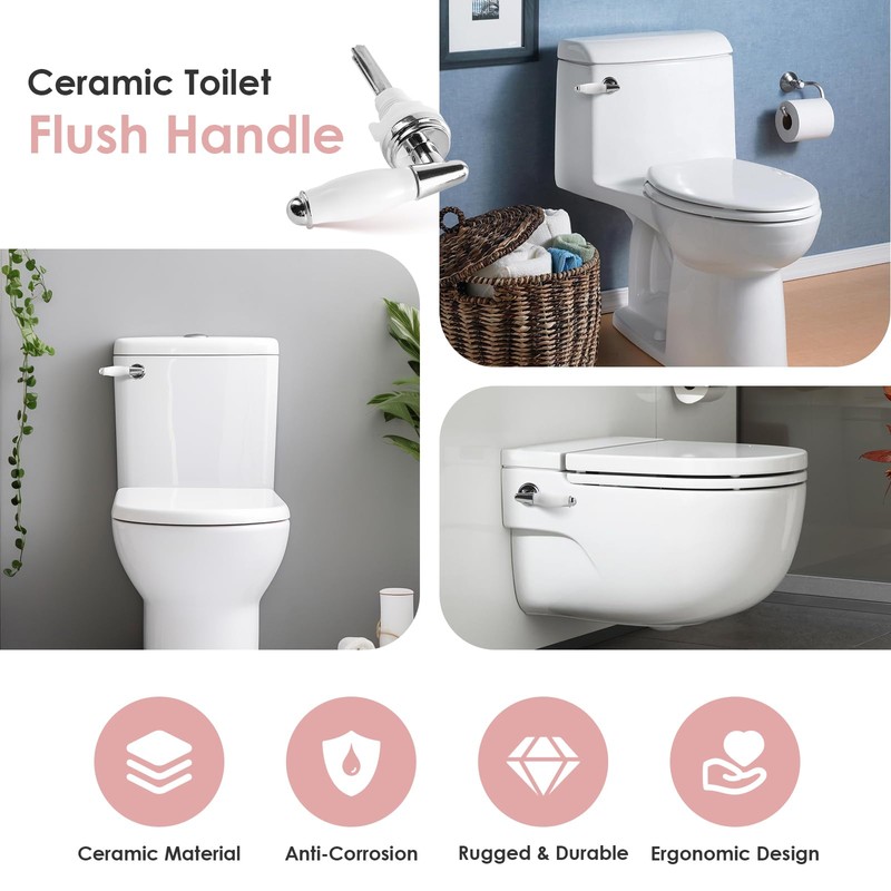 Ceramic Toilet Flush Handle, Traditional Victorian Style Toilet Handle Replacement,