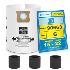 SpaceTent 10 Pack 90663 Type G Filter bags For Most Shop Vac 15-22 Gallon Wet/Dry Vacs and 3 Pack 90585/VF2001 Foam Sleeve for Most Shop-Vac Wet/Dry Vacs.