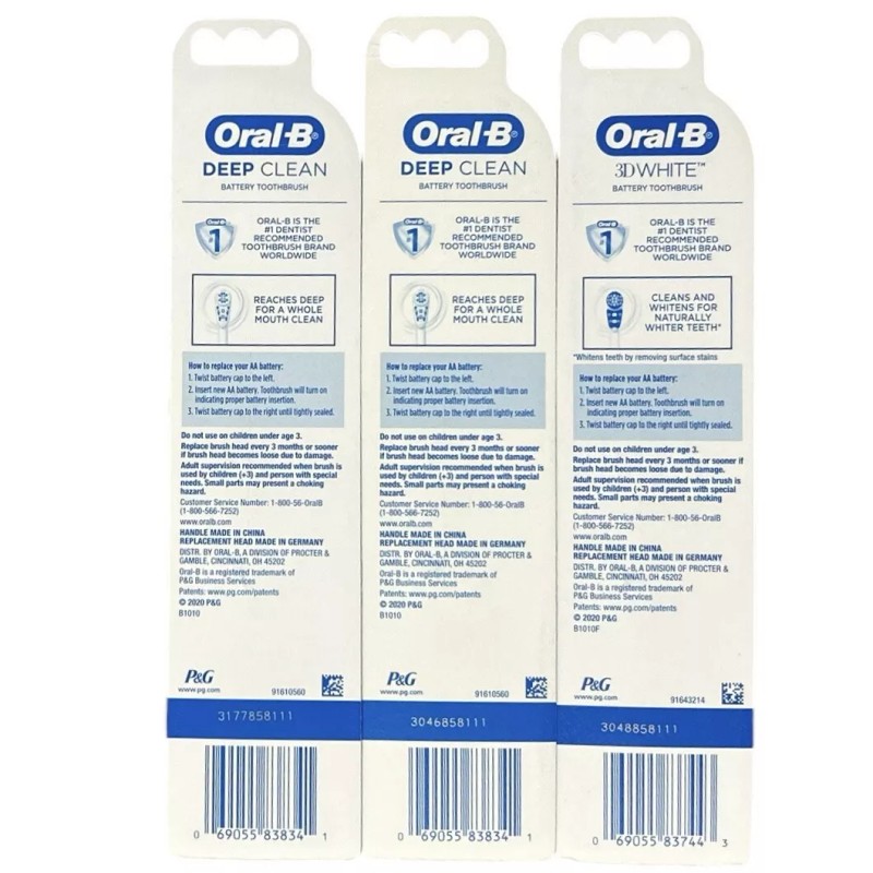 3 Oral-B 1 ct. Battery Powered Toothbrushes 2 Mint Green