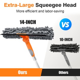 ARTIPOLY 5-12ft Squeegee & 20Ft Reach Window Washer - 14" Extra-Large 2-in-1 Window Cleaner Tool with Extra-Thick Aluminum Telescopic Extension Pole for Indoor/Outdoor, RV, Truck Glass