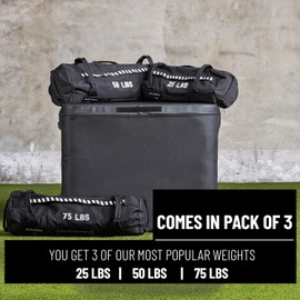 EliteSport Duffel Workout Sandbags for Weight Training Heavy Duty Sand Bags with Handles Outdoor Sandbag Workout Weights Black (Unfilled)