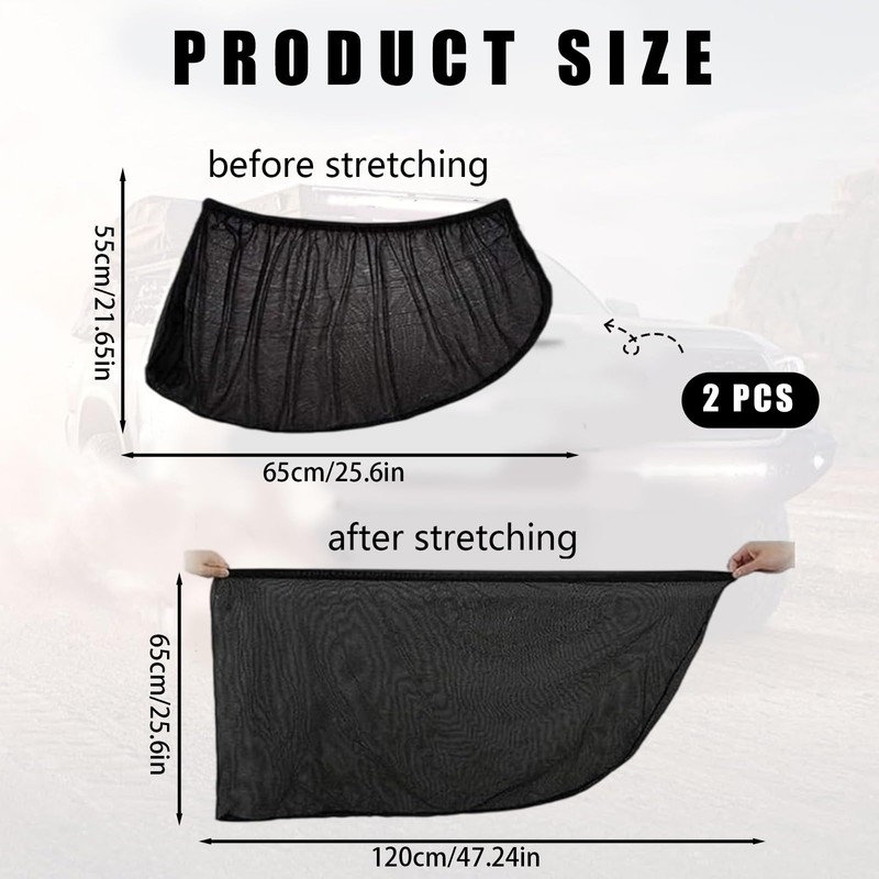 2 Stück Universal Elastizitä Sonnenblende Auto Netz für Seitenfenster, Sonnenschutz