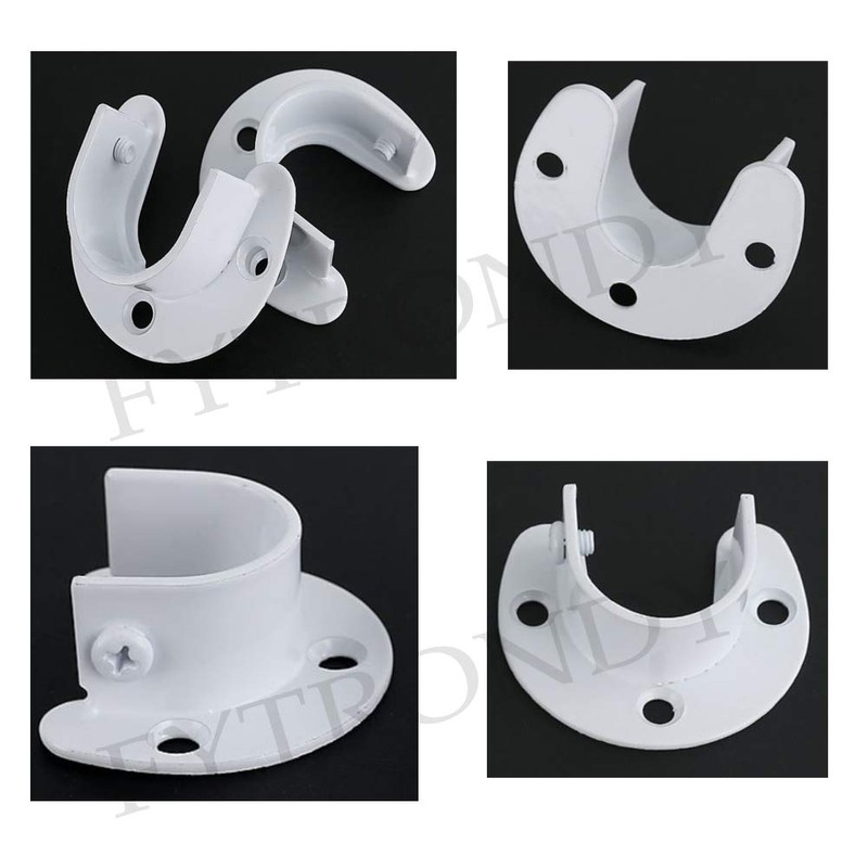 FYTRONDY White Edition Stainless Steel Closet Rod Bracket, U-Shaped Open