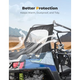 KEMIMOTO UTV Rear Windshield with Zipper Window - Soft, Waterproof 2-in-1, Compatible with Polaris RZR 570, RZR Trail 570, 800, S 800, 900