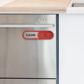 GEEKBEAR Clean Dirty Dishwasher Slider Sign (Red) - Made with Premium MDF Wood - Wood Slider Indicator with Bold Text