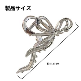 シルバーリボンデザイン バンスクリップ オフィス シンプル ヘアアクセサリー 髪留め 大きめ 韓国風 おしゃれ レディース用 1個 不規則な真珠のデザイン