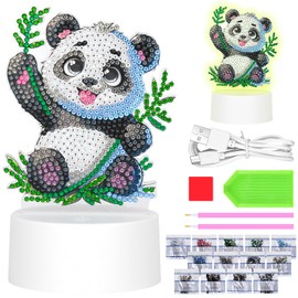 Zoyomax Diamond Painting Night Light, Gifts for Girls 5 6 7 8 9 10 Years, 3D Creative Diamond Painting Lamp Panda, Christmas Toy Gift for Children from 6-12 Years