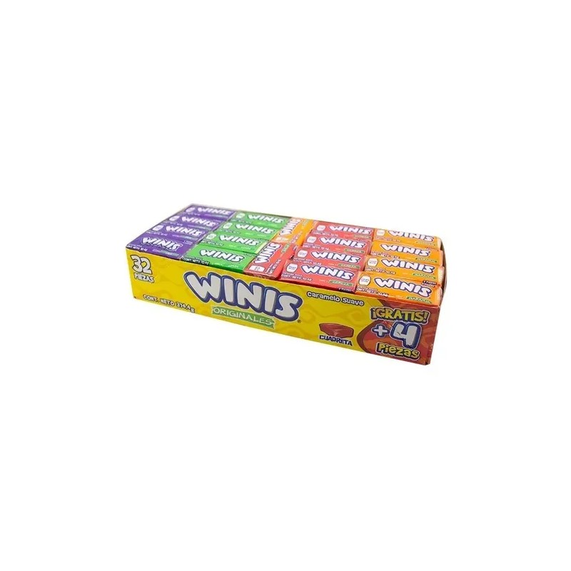 Winis Chicloso Minis Originales Caramelo Suave Dulce 32 Pz
