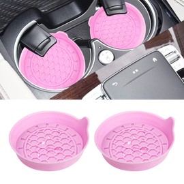 Amooca Automotive Cup Holders Universal Car Cup Coaster Waterproof Non-Slip Sift-proof spill Holder Car Interior Accessories 2 Pack Pink