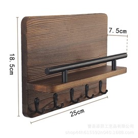 Wooden Key Holder Wall Mounted Mail Holder，Mail Organizer with 5 Double Key Hooks and 1 Mail Sorter, Home Wall Decoration for Entryway,Front Door,Hallway,9.84x7.28x2.95 inch