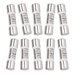 Wengart AC Cylindrical Fuse Link RT18-32 (RO15), AC500V 16A, 120kA, 10x38mm, 10 pieces, Strong Breaking Capacity, Can Reliably Protect The Circuit
