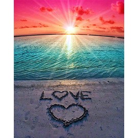 Abillyn Love Beach Sunset Cross Stitch Kit with Printed Pattern Starter Kit (Sunset)