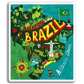 2 x 10cm Brazil Map Rio Travel Vinyl Stickers - Sticker Laptop Luggage #17006 (10cm Tall)