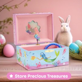 Jewelkeeper Musical Jewelry Box for Girls, Underwater Mermaid Jewelry Boxes, Over The Waves Tune and Spinning Mermaid Doll, Girls Gifts Music Box