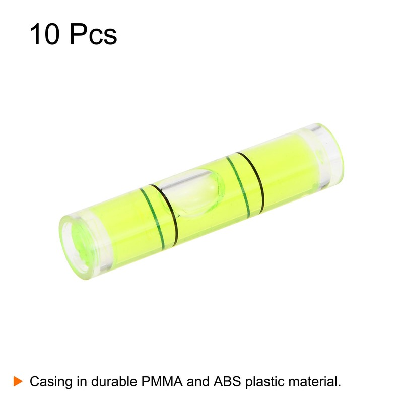 HARFINGTON 10pcs Small Cylindrical Bubble Level Vials 8x35mm PMMA Mini