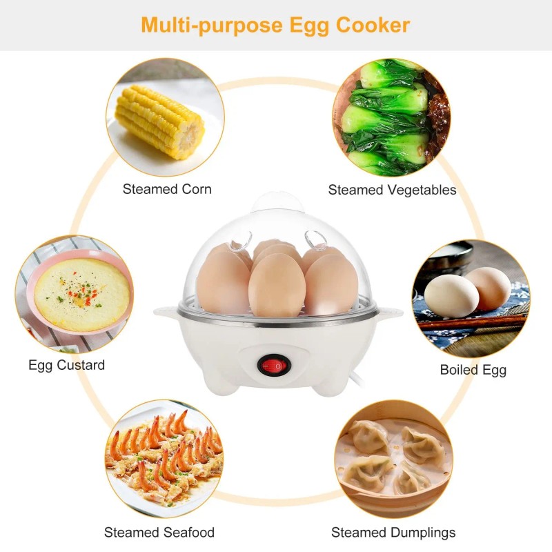 BPA-Free 7-Capacity Electric Egg Cooker Auto-Off Hard-Boiled Egg Maker with