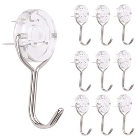 HARMIEY Plasterboard Veneer Wood Hooks Three Pin Hooks Clear Hooks Wall Hanging Hooks Concrete Hooks Plastic High Load Capacity (Set of 10)