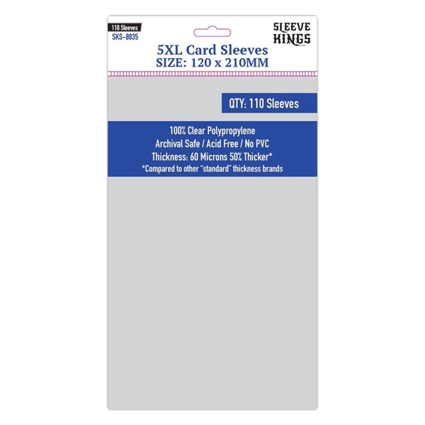 Premium Card Sleeves - 5XL Sleeves (120mm x 210mm) 110 Sleeves per Pack