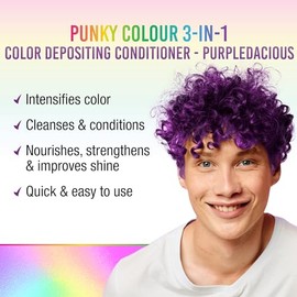 Punky Colour 3-in-1 Color Depositing Hair Cleanser & Conditioner, 8.5 fl oz. (Purpledacious)
