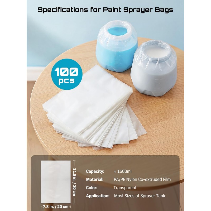 100PCS Paint Sprayer Bags 7.8"x11.8"