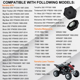 Fuel Cap Gas Cap Compatible with Yamaha Big Bear 250 350 400 Grizzly 350 400 450 600 660 Raptor 660 Kodiak IT 175 200 250 YZ125 250 400 YT3600 5700 6800 OEM # 5KM-24610-00-00 5MV-24610-00-00