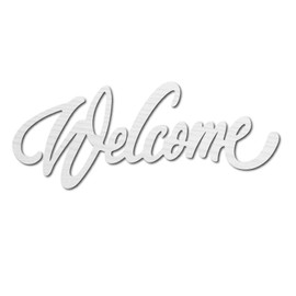CREATCABIN Welcome Sign Small Wooden Wall Decor Art Word Cutout Laser Cut Unfinished Letters Decorative DIY for Home Apartment Kitchen Front Door Party Farmhouse Porch Decoration 11.81x4.72Inch(White)