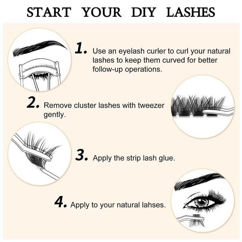 QUEWEL Individual Lashes 72 Pcs DIY Cluster Lashes Individual Eyelashes