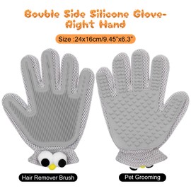 Gjinxi 2 in 1 Pet Grooming Glove for Cats & Dogs, Efficient Deshedding Brush Pet Long Short Fur Removal Glove, Gentle Massaging Puppy Kitten Bathing Grooming Brush Tool, Easy Clean Floating Hair Mitt