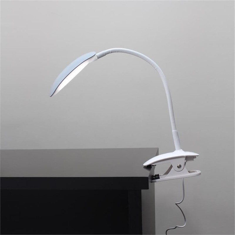 Simple Designs LD2021-GRY Flexi Rounded Clip Light LED Desk Lamp,