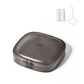 Maobuli Slim Retainer Case for Travel, Compact Aligner Holder with Removal Tool & Chewie, Small Thin Night Guard Container (Dark Grey)