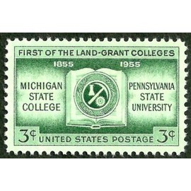1955 Michigan State, Penn State Single 3c Postage -MNH, OG -Sc#1065