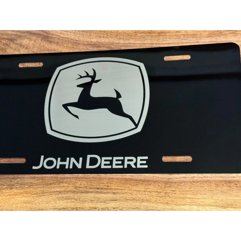 John Deere Black Laser Engraved John Deere License Plate