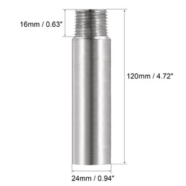 sourcing map Shower Head Extension Arm Stainless Steel 1/2PT Male to 1/2PT Female Thread 120mm Length Cast Pipe Fitting Coupler