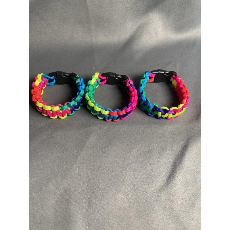 Solid Paracord 550 Bracelets - 1 Pack (S, Rainbow)