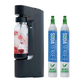 Twenty39 qarbo LUXE Premium Metal Sparkling Water Maker Machine - Soda Beverage Carbonator for Home, Seltzer Water Carbonation Fizz Maker (includes two CO2 cylinders)