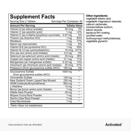 Activated Joint Support Supplement – Advanced Joint and Muscle Relief for Women & Men – Glucosamine, Chondroitin, MSM, Green Lipped Mussel (90 Count)