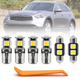 18pcs LED Interior Lights Kit for Infiniti FX35 FX37 FX50 QX70 2009 2010 2011 2012 2013 2014 2015 2016 2017 Map Dome Trunk License Plate Lights Interior Light LED Bulbs + Install Tool