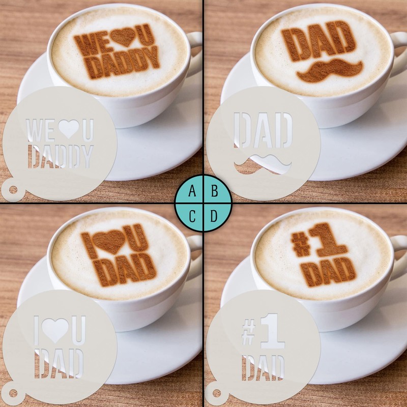 Fathers Day Coffee Stencils, Dessert Stencils, Cookie Stencils, Latte Art,