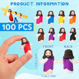 Barydat 200 Pcs Colorful Mini Jesus Figurines Bulk Little Jesus Figures to Hide and Seek Tiny Christ Savior Toy for Easter Church Sunday School Craft Baptism Gift Religious Party Favors
