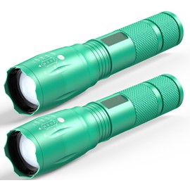 HinsGEAR 1 Mode Flashlights 2 Pack, Super Bright Zoomable LED Tactical Flashlight High Lumens, Water Resistant Portable Pocket Flash Light for Emergency, Camping, Home, and Gift - Turquoise