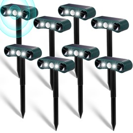 Qualirey 8 Pcs Solar Nocturnal Ultrasonic Light Animal Repeller Outdoor Deterrent with Pir Sensor Waterproof Deterrent Deer Repellent Devices to Repel Cat, Dog, Rabbit, Raccoon, Fox for Yard Garden