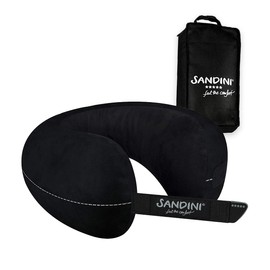 SANDINI TravelFix travel pillow - ERGONOMIC FIT – plus size (XL) - mikrofibre - black