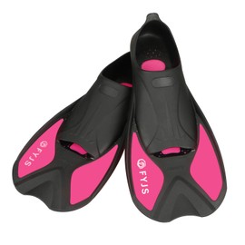 F FYJS Short Swim Fins, Travel Size Diving Flippers with Mesh Carrying Bag for Adult Men Women