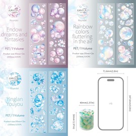 Juego de 3 rollos de cinta adhesiva Washi con temática de burbujas, juego de accesorios para álbumes de recortes, Ta Merry PET Scrapbook Stickers Set para Scrapbooking,Bullet Journal,Album Sticker