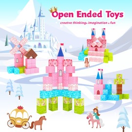 100 Pcs Magnetic Blocks-Princess Castle Collection World,Magnetic Building Blocks for 3+ Year Old Boys & Girls, Creative STEM Sensory Toys,Christmas Birthday Gifts for Kids Ages 3-8