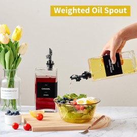 MUVEKA Olive Oil Dispenser Bottle for Kitchen, 16.9oz /500ml Oil and Vinegar Dispenser Bottle Set, Glass Oil Container with Automatic Pourer, Labels, Brush, Funnel