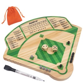 Baseball Board Game,Wooden Baseball Game,20mm Thick Wooden Board with 10 Pieces & Dice,Markers,Great for Family Game Night, Party and Road Trip, Portable