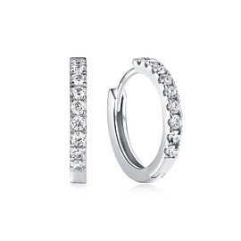 Moissanite White Gold Plated Silver 15mm Cute Small Huggie Tiny Hoop Earrings for Women