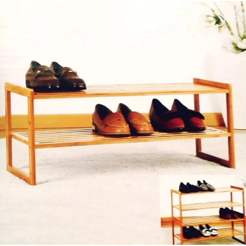 Hogar Zapatera De Bambú Con 2 Niveles 70x28x29 Cm. Hometrends
